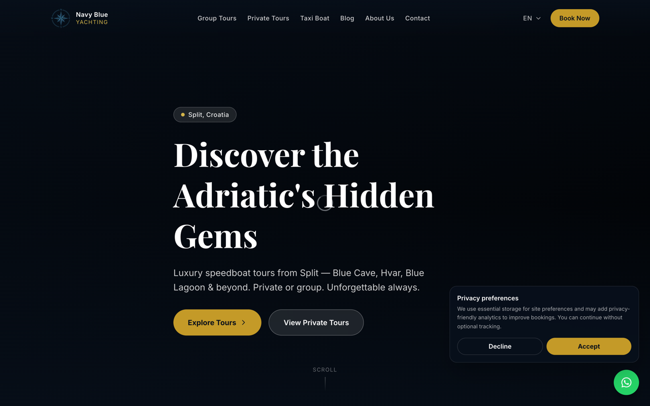 Navy Blue Yachting homepage